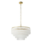 Endon Montpellier 6 Light Pendant Light in Brushed Aged Brass with Clear Ribbed Glass