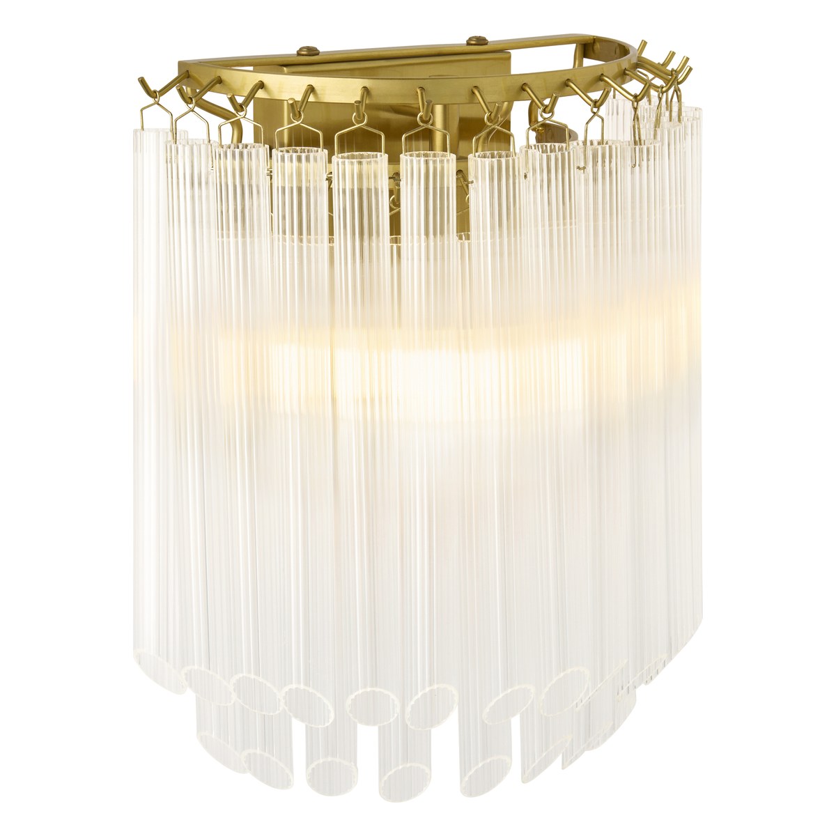 Endon Montpellier Wall Light in Brushed Aged Brass with Clear Ribbed Glass