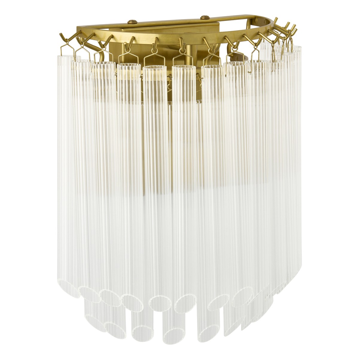 Endon Montpellier Wall Light in Brushed Aged Brass with Clear Ribbed Glass