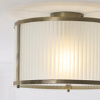 Endon Ridgeton Flush Ceiling Light in Antique Brass with Frosted Ribbed Glass