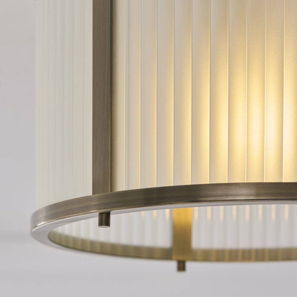 Endon Ridgeton Flush Ceiling Light in Antique Brass with Frosted Ribbed Glass