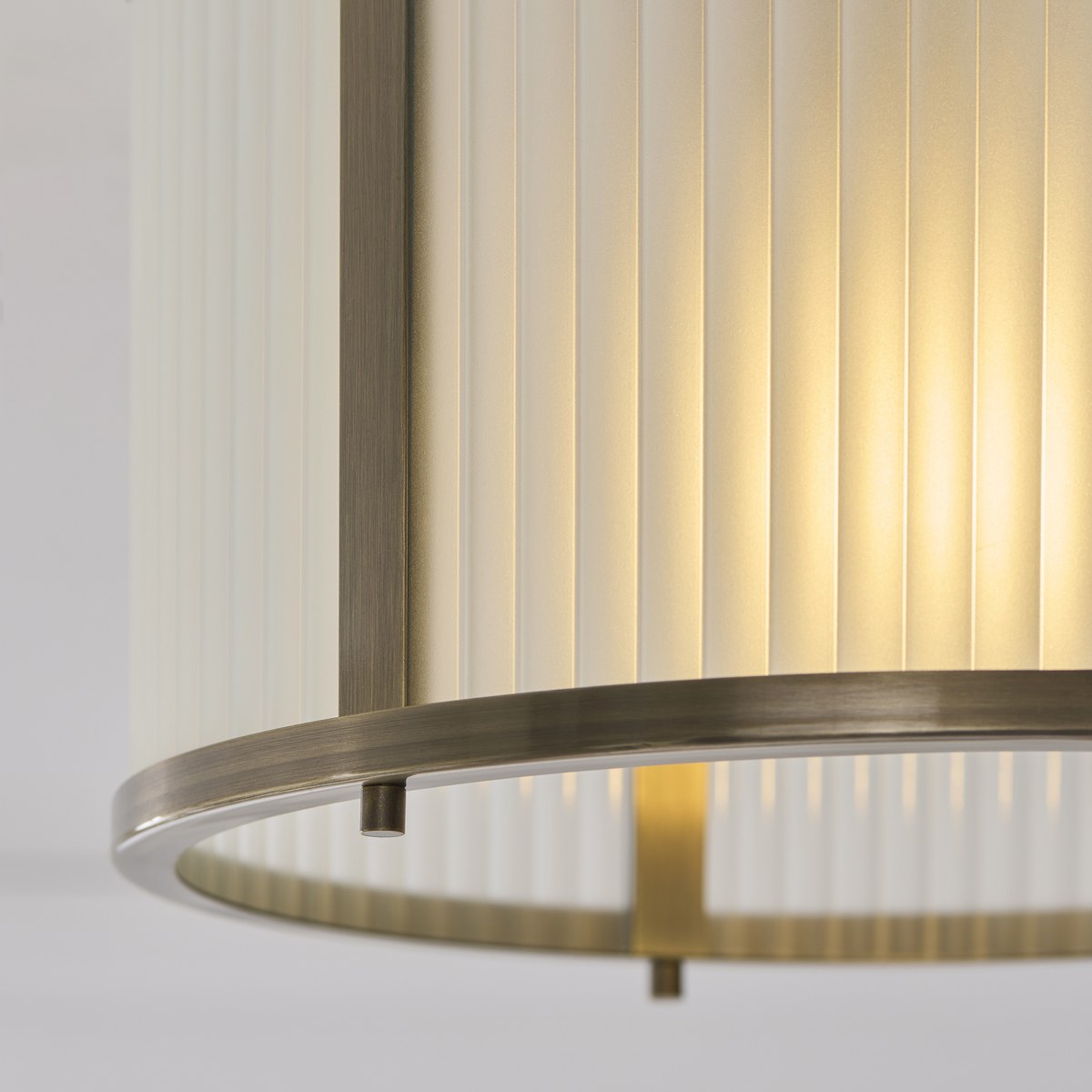Endon Ridgeton Flush Ceiling Light in Antique Brass with Frosted Ribbed Glass