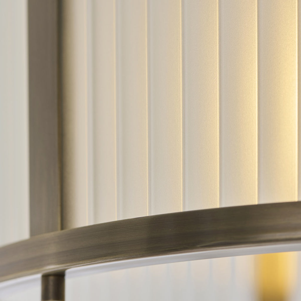 Endon Ridgeton Flush Ceiling Light in Antique Brass with Frosted Ribbed Glass