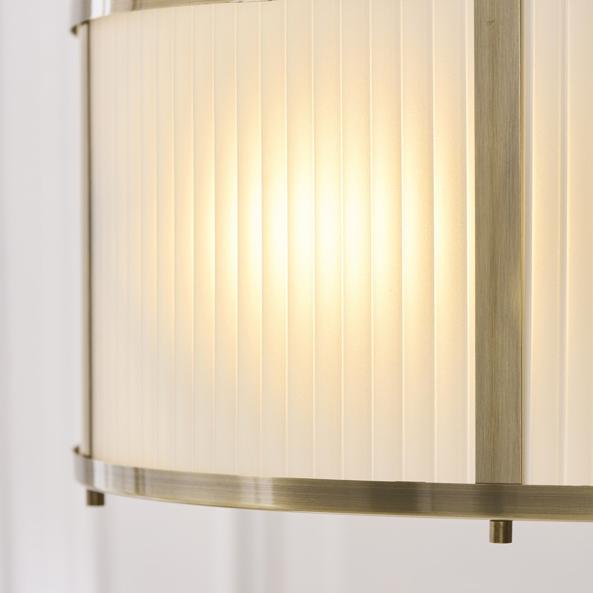 Endon Ridgeton 3 Light Pendant Light in Antique Brass with Frosted Ribbed Glass