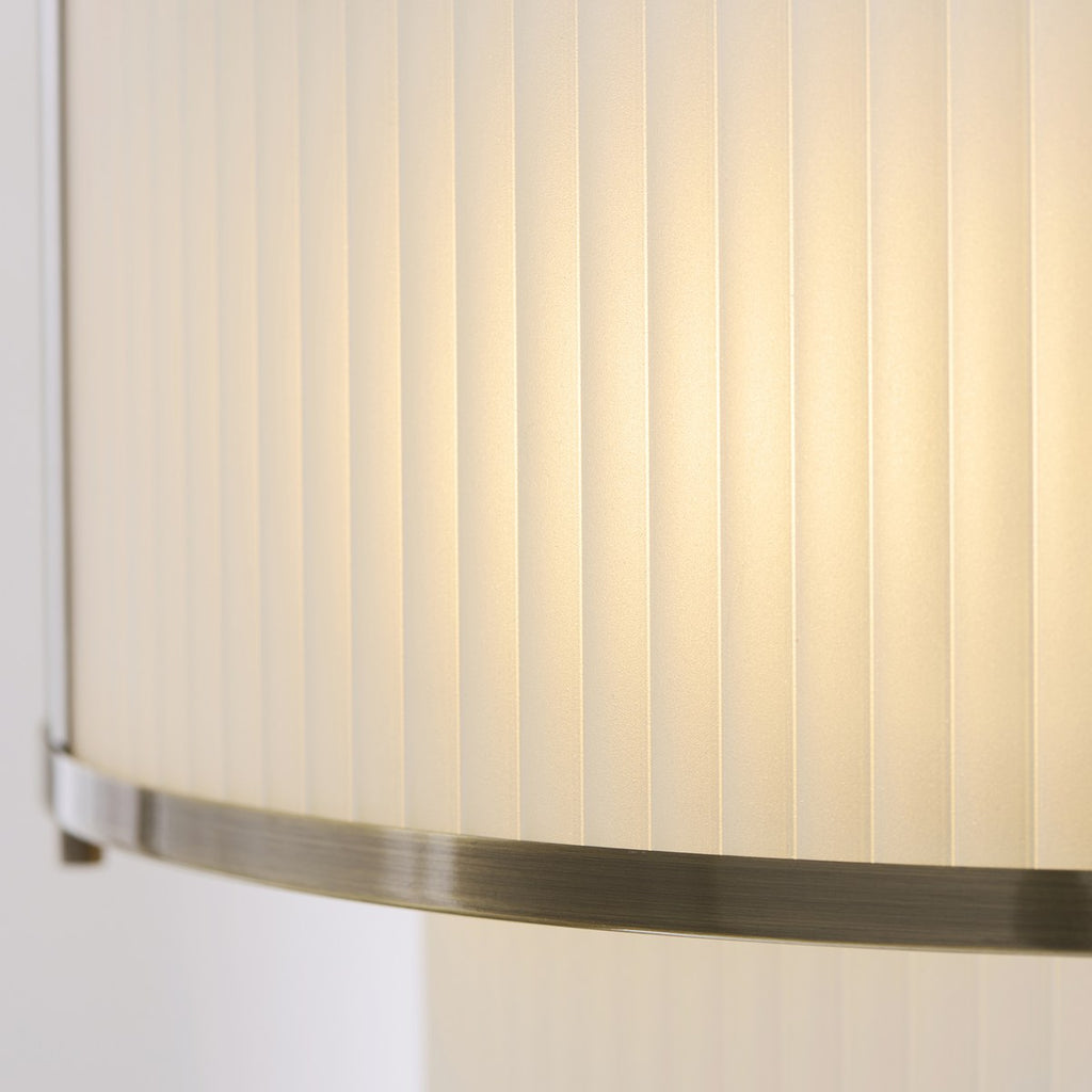 Endon Ridgeton 5 Light Tiered Pendant Light in Antique Brass with Frosted Ribbed Glass