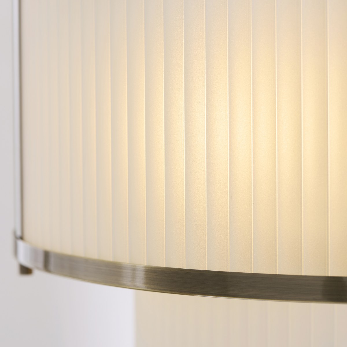 Endon Ridgeton 5 Light Tiered Pendant Light in Antique Brass with Frosted Ribbed Glass