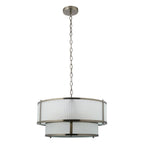 Endon Ridgeton 5 Light Tiered Pendant Light in Antique Brass with Frosted Ribbed Glass