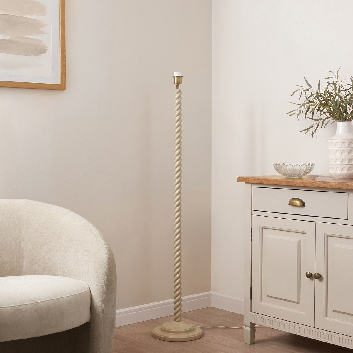 Endon Twist Floor Lamp Base in Satin Almond White