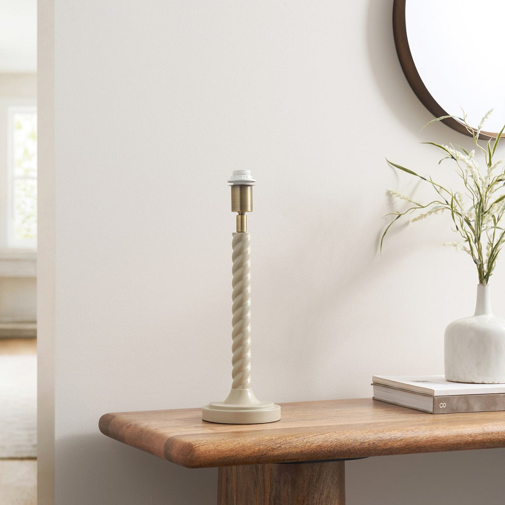 Endon Twist Table Lamp Base in Satin Almond White