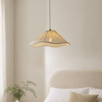 Endon Isabella Pendant Light in Brushed Aged Brass with Vintage White Scalloped Shade