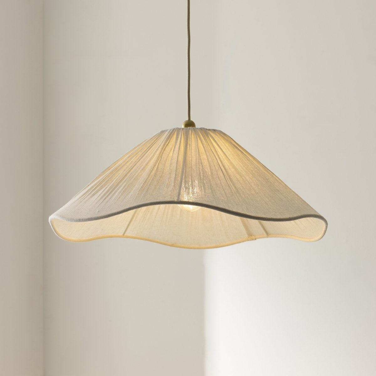 Endon Isabella Pendant Light in Brushed Aged Brass with Vintage White Scalloped Shade