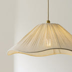 Endon Isabella Pendant Light in Brushed Aged Brass with Vintage White Scalloped Shade