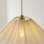 Endon Isabella Pendant Light in Brushed Aged Brass with Vintage White Scalloped Shade