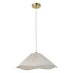 Endon Isabella Pendant Light in Brushed Aged Brass with Vintage White Scalloped Shade