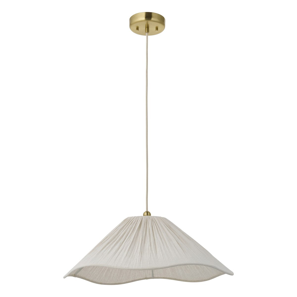 Endon Isabella Pendant Light in Brushed Aged Brass with Vintage White Scalloped Shade