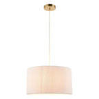 Endon Noah Pendant Light in Brushed Brass with Cream Cotton Shade