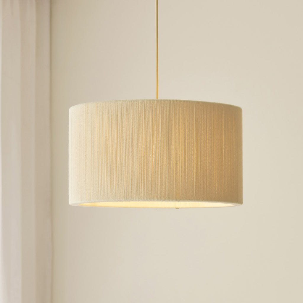 Endon Noah Pendant Light in Brushed Brass with Cream Cotton Shade