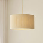 Endon Noah Pendant Light in Brushed Brass with Cream Cotton Shade