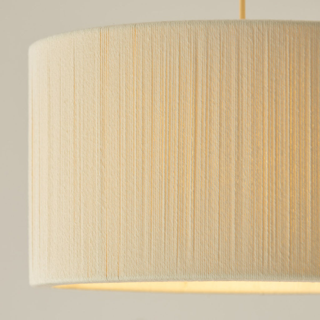 Endon Noah Pendant Light in Brushed Brass with Cream Cotton Shade