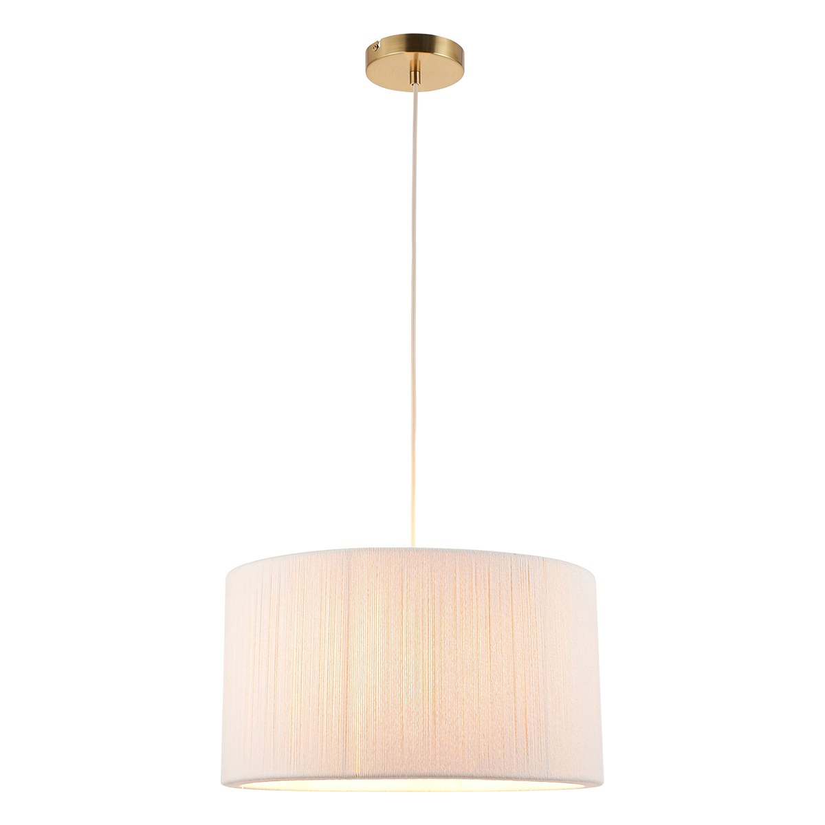Endon Noah Pendant Light in Brushed Brass with Cream Cotton Shade