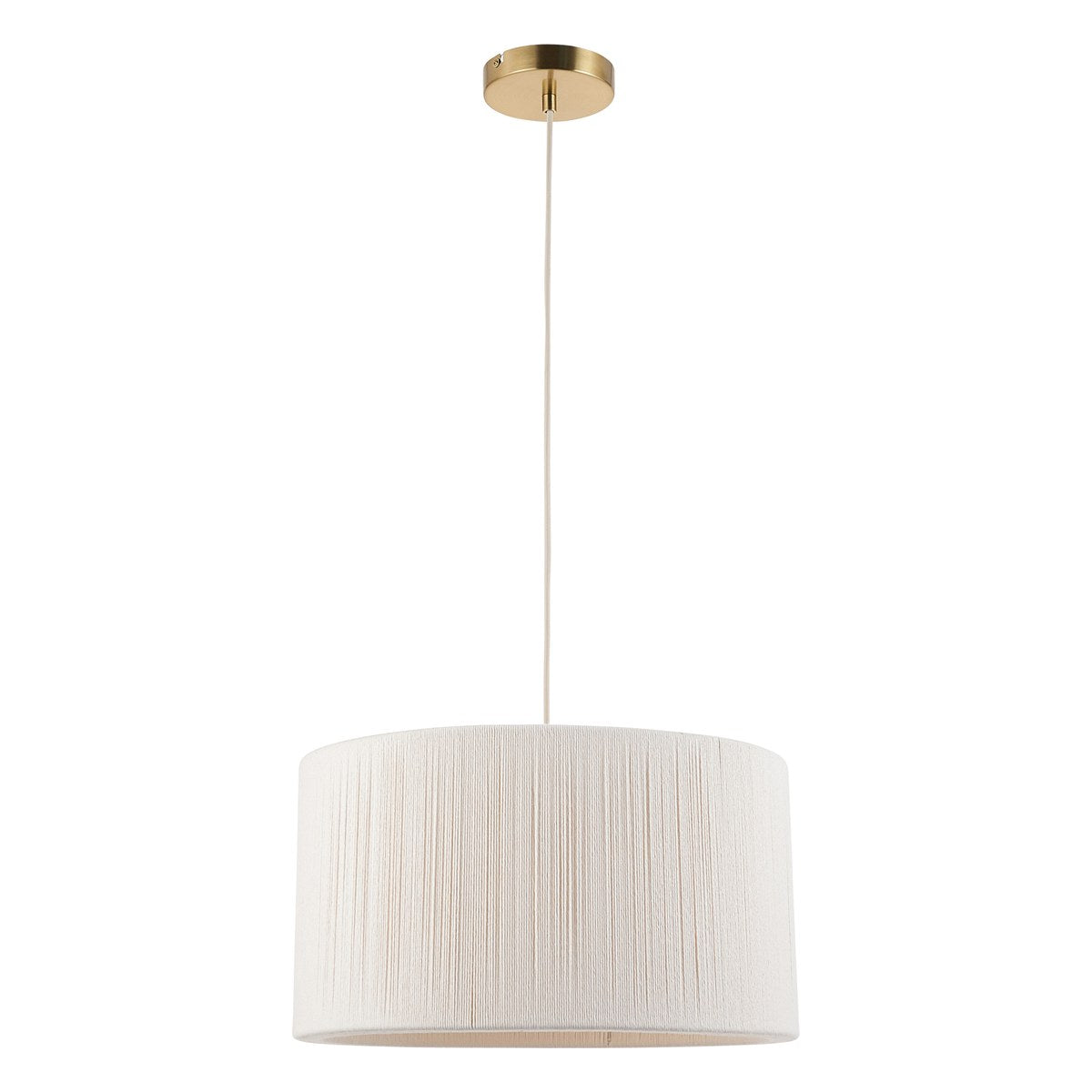 Endon Noah Pendant Light in Brushed Brass with Cream Cotton Shade