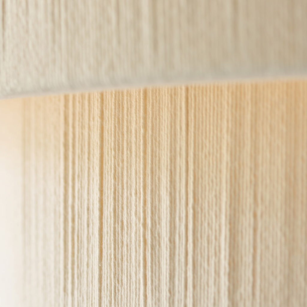 Endon Noah 5 Light Tiered Pendant Light in Brushed Brass with Cream Cotton Shade