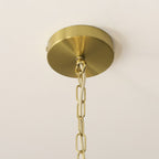 Endon Noah 5 Light Tiered Pendant Light in Brushed Brass with Cream Cotton Shade