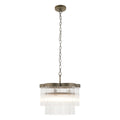 Endon Lucille 3 Light Pendant Light in Antique Brass with Clear Glass Rods
