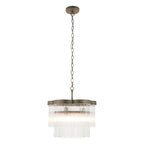 Endon Lucille 3 Light Pendant Light in Antique Brass with Clear Glass Rods
