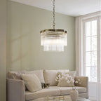 Endon Lucille 3 Light Pendant Light in Antique Brass with Clear Glass Rods