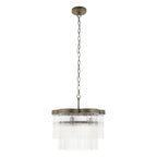 Endon Lucille 3 Light Pendant Light in Antique Brass with Clear Glass Rods