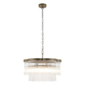 Endon Lucille 5 Light Pendant Light in Antique Brass with Clear Glass Rods