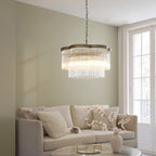 Endon Lucille 5 Light Pendant Light in Antique Brass with Clear Glass Rods