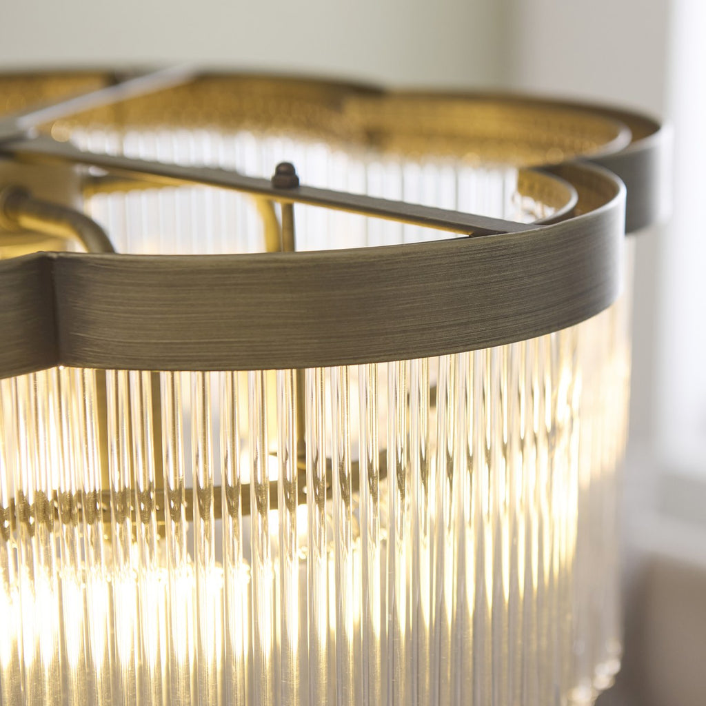 Endon Lucille 5 Light Pendant Light in Antique Brass with Clear Glass Rods