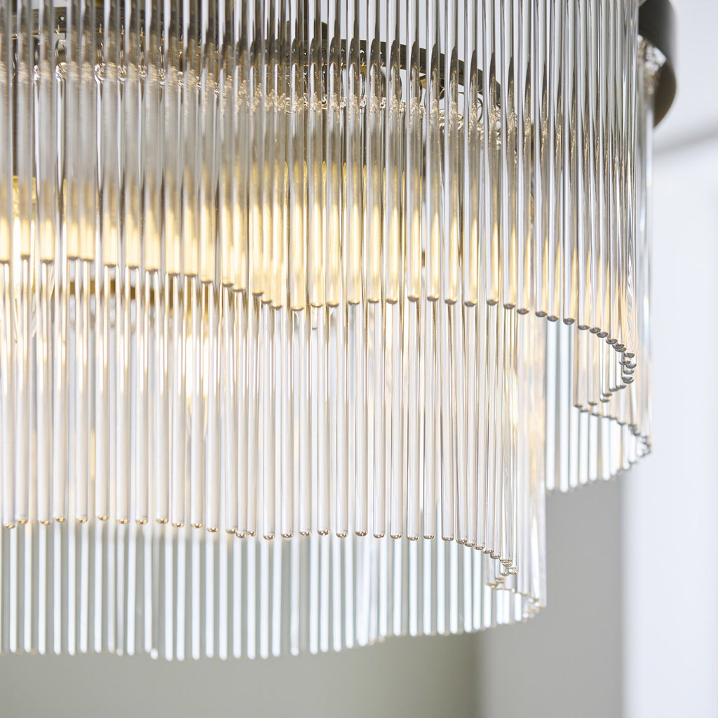Endon Lucille 5 Light Pendant Light in Antique Brass with Clear Glass Rods