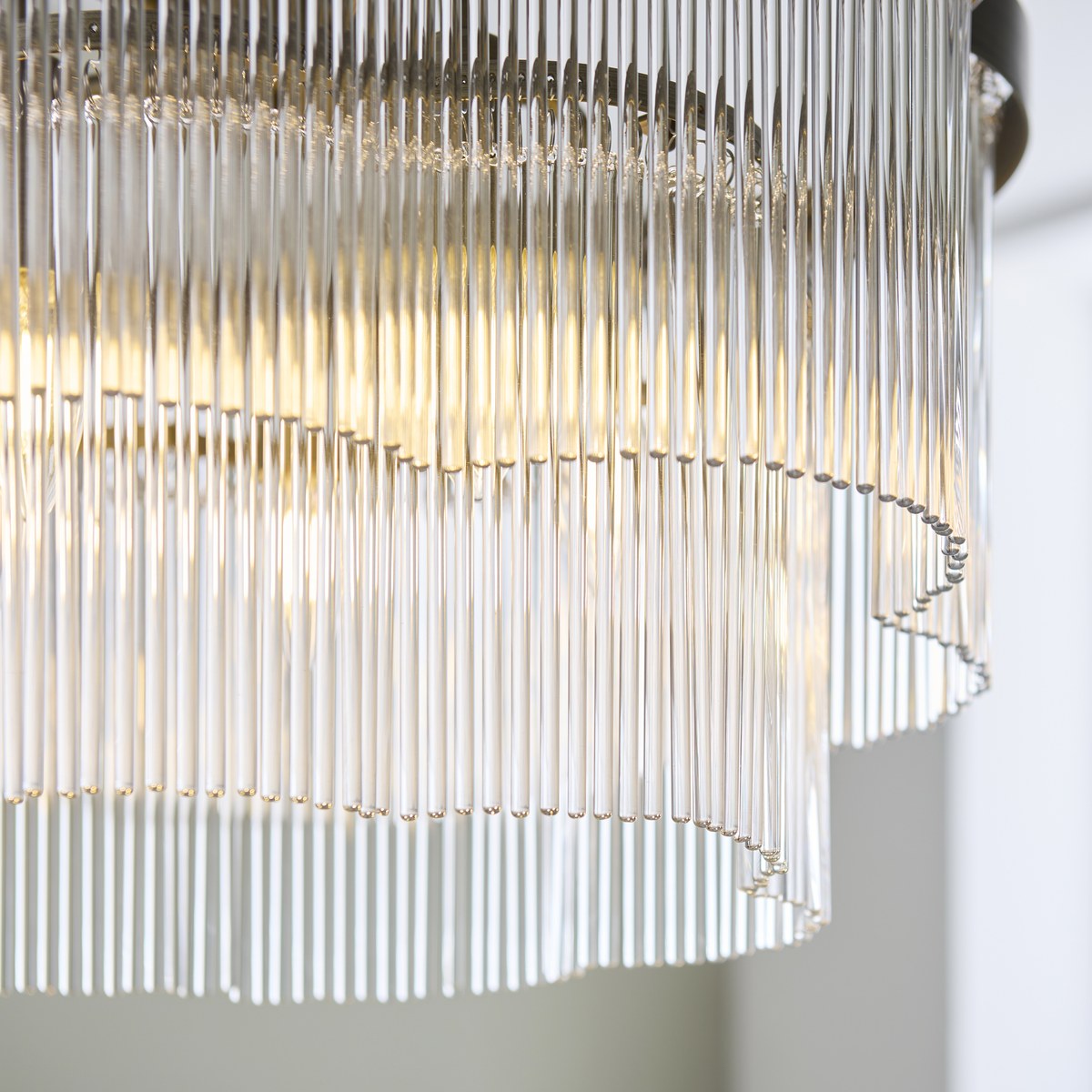 Endon Lucille 5 Light Pendant Light in Antique Brass with Clear Glass Rods