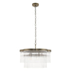 Endon Lucille 5 Light Pendant Light in Antique Brass with Clear Glass Rods