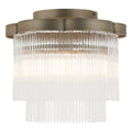 Endon Lucille Flush Ceiling Light in Antique Brass with Clear Glass Rods