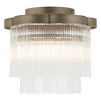 Endon Lucille Flush Ceiling Light in Antique Brass with Clear Glass Rods
