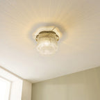 Endon Lucille Flush Ceiling Light in Antique Brass with Clear Glass Rods