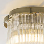 Endon Lucille Flush Ceiling Light in Antique Brass with Clear Glass Rods