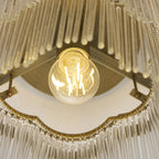 Endon Lucille Flush Ceiling Light in Antique Brass with Clear Glass Rods