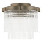 Endon Lucille Flush Ceiling Light in Antique Brass with Clear Glass Rods
