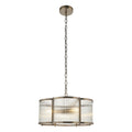 Endon Ridgeton Scallop 3 Light Pendant Light in Antique Brass with Clear Ribbed Glass