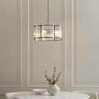 Endon Ridgeton Scallop 3 Light Pendant Light in Antique Brass with Clear Ribbed Glass