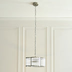 Endon Ridgeton Scallop 3 Light Pendant Light in Antique Brass with Clear Ribbed Glass