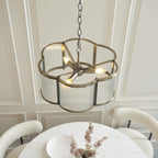 Endon Ridgeton Scallop 3 Light Pendant Light in Antique Brass with Clear Ribbed Glass