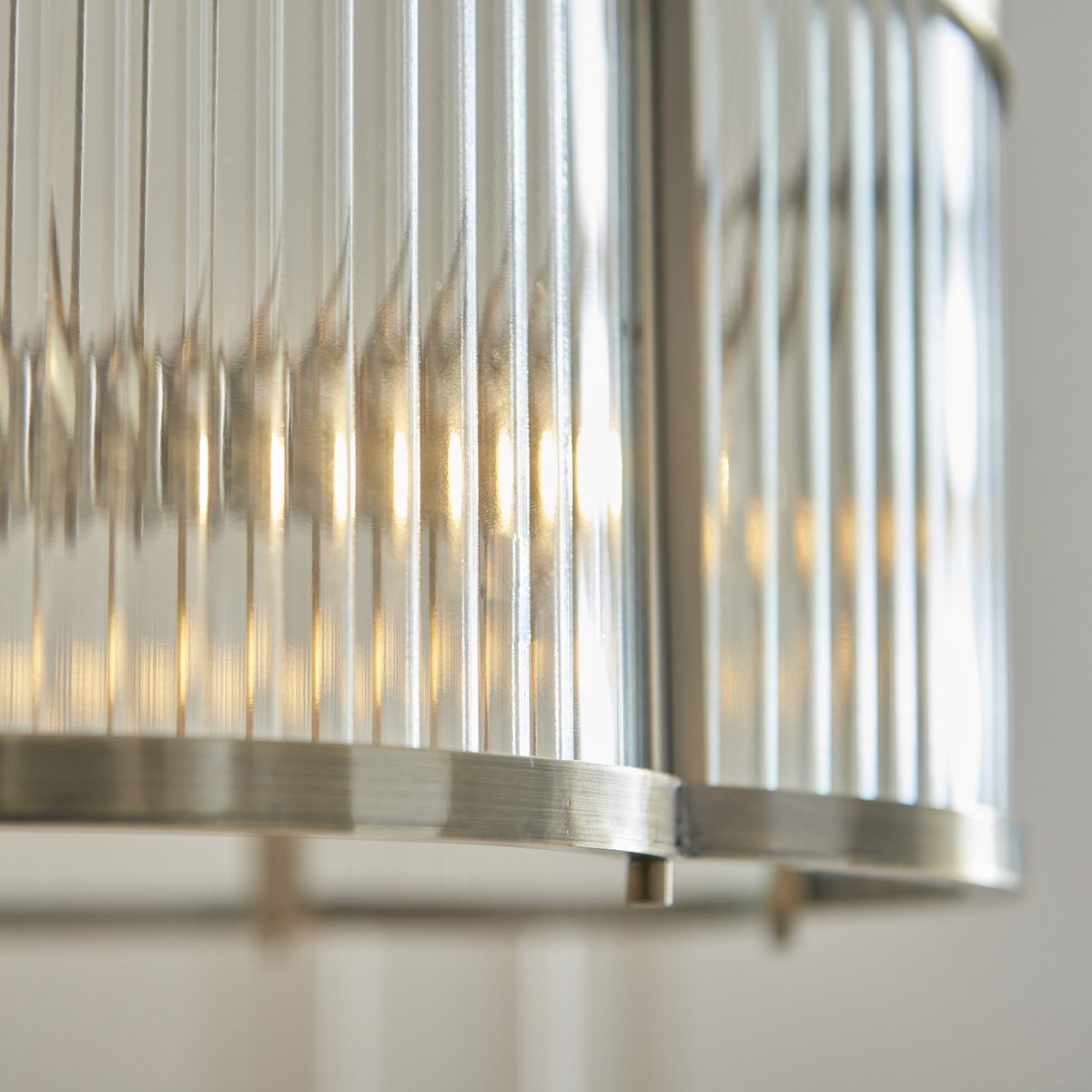 Endon Ridgeton Scallop 3 Light Pendant Light in Antique Brass with Clear Ribbed Glass