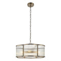 Endon Ridgeton Scallop 5 Light Pendant Light in Antique Brass with Clear Ribbed Glass