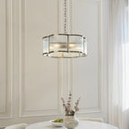 Endon Ridgeton Scallop 5 Light Pendant Light in Antique Brass with Clear Ribbed Glass
